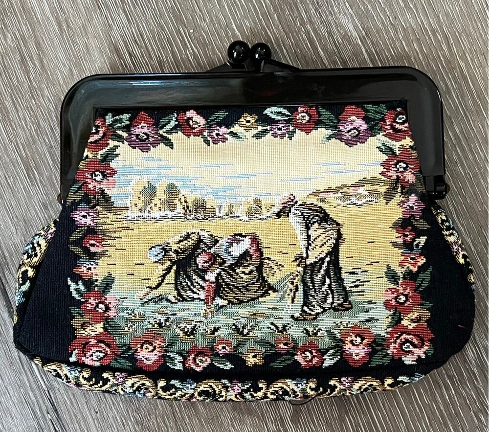 Walborg Vintage 1950's Tapestry French Country Woven Clutch Made in Japan